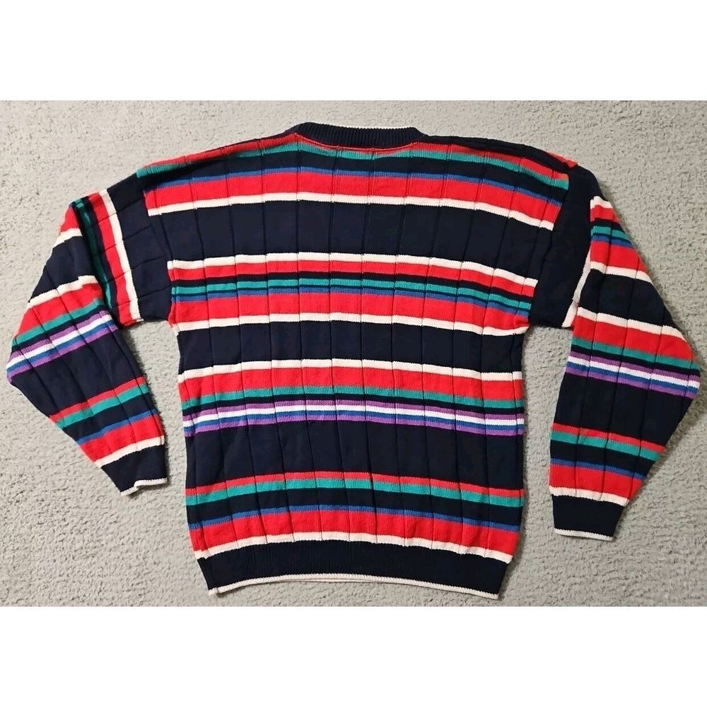 Cape‎ Isle Knitters Men's Large Sweater Vintage Color Block Large Chunky 90s - Picture 2 of 7